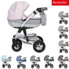 Shell Prestige Kombi Kinderwagen, 2in1 mit Babywanne + Sportwagenaufsatz / Buggy oder 3in1 + Babyschale / Autoschale, 3 Farben